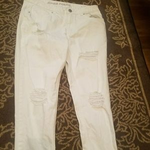 Almost Famous White Boyfriend Jeans with Rips